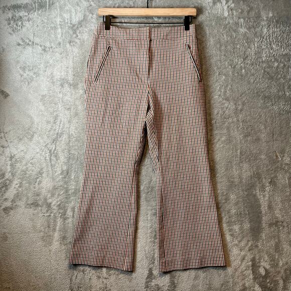 Maeve By Anthropologie Relaxed Kick Flare Cropped Pants Women US 6 Plaid - Picture 1 of 7